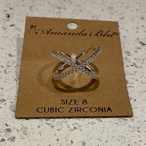 Cubic Zirconia Criss Cross Ring